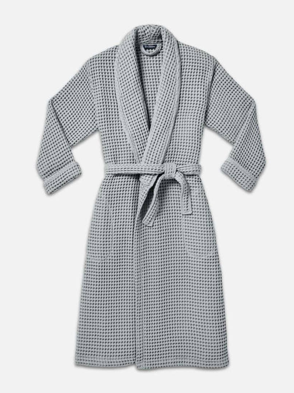 Brooklinen Light Gray Waffle-Knit Robe - Picture 3 of 5